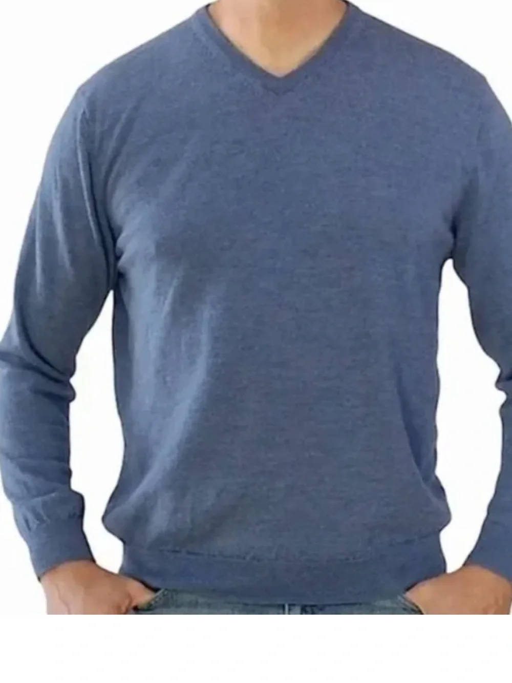 Calvin Klein Men's Merino Wool V-Neck Pastel Blue Sweater M Preppy Classic Quiet